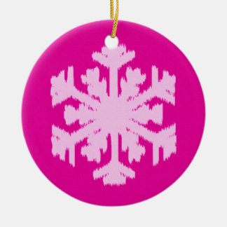 Ikat Snowflake - Fuchsia und Eispink Keramik Ornament