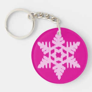 Ikat Snowflake - Fuchsia und Eispink Schlüsselanhänger
