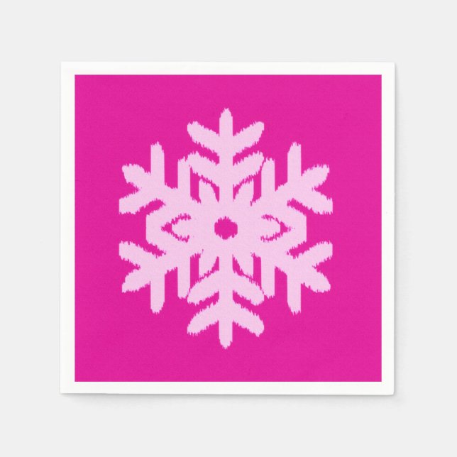 Ikat Snowflake - Fuchsia und Eispink Serviette (Vorderseite)