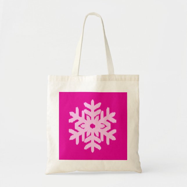 Ikat Snowflake - Fuchsia und Eispink Tragetasche (Vorne)