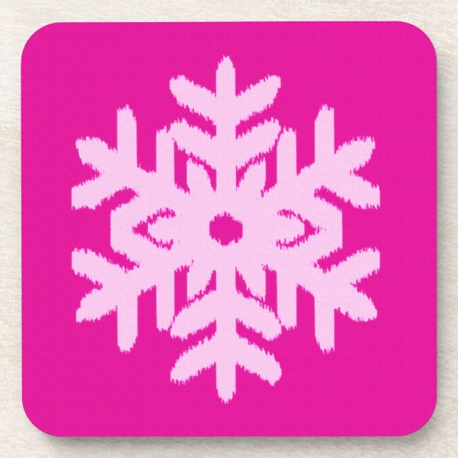 Ikat Snowflake - Fuchsia und Eispink Untersetzer (Vorderseite)