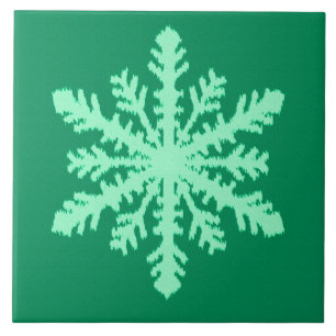 Ikat Snowflake - Kiefer und Minze grün Fliese