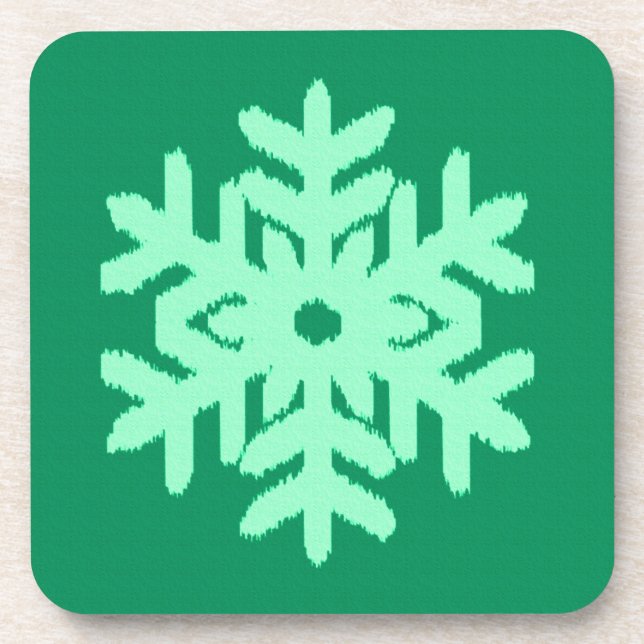 Ikat Snowflake - Kiefer und Minze grün Getränkeuntersetzer (Vorderseite)