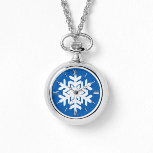 Ikat Snowflake - Kobalt blau und weiß Armbanduhr