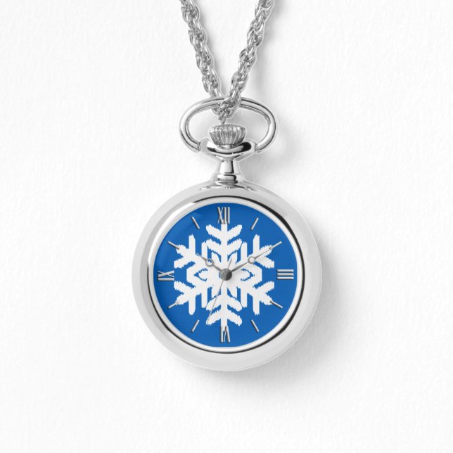 Ikat Snowflake - Kobalt blau und weiß Armbanduhr (Vorderseite)