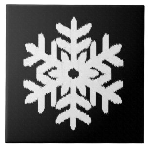 Ikat Snowflake - Schwarzweiß Fliese