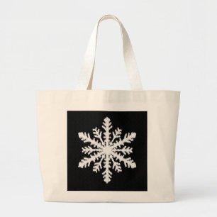 Ikat Snowflake - Schwarzweiß Jumbo Stoffbeutel