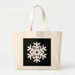 Ikat Snowflake - Schwarzweiß Jumbo Stoffbeutel