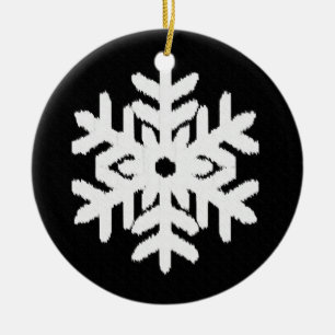 Ikat Snowflake - Schwarzweiß Keramik Ornament