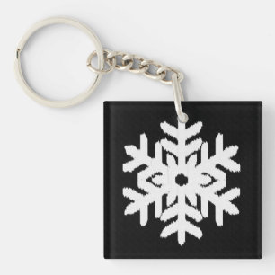 Ikat Snowflake - Schwarzweiß Schlüsselanhänger