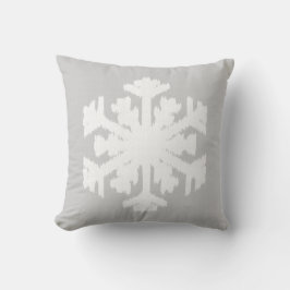 Ikat Snowflake - Silbergrau und weiß Kissen