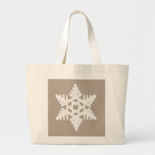 Ikat Snowflake - Taupe und Weiß Jumbo Stoffbeutel