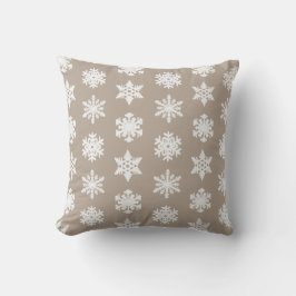 Ikat Snowflake - Taupe und Weiß Kissen