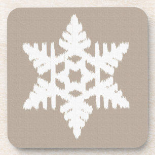 Ikat Snowflake - Taupe und Weiß Untersetzer
