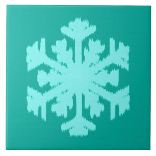 Ikat Snowflake - Türkis und Wasser Fliese