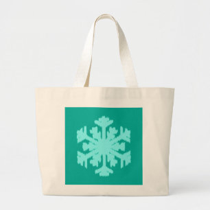 Ikat Snowflake - Türkis und Wasser Jumbo Stoffbeutel