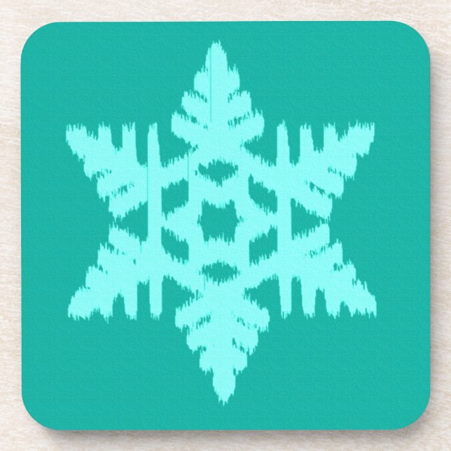 Ikat Snowflake - Türkis und Wasser Untersetzer (Vorderseite)