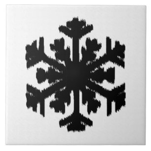Ikat Snowflake - weiß und schwarz Fliese
