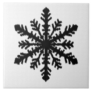 Ikat Snowflake - weiß und schwarz Fliese
