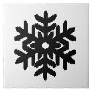 Ikat Snowflake - weiß und schwarz Fliese