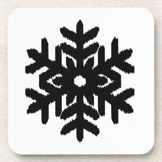 Ikat Snowflake - weiß und schwarz Getränkeuntersetzer (Vorderseite)