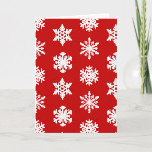 Ikat Snowflakes - Dunkelrot und weiß Feiertagskarte