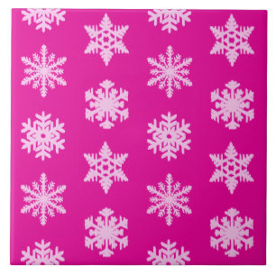 Ikat Snowflakes - Fuchsia und Eispink Fliese