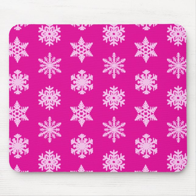 Ikat Snowflakes - Fuchsia und Eispink Mousepad (Vorne)