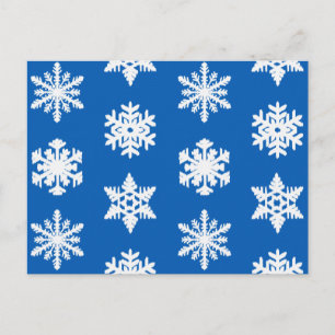 Ikat Snowflakes - Kobaltblau und weiß Postkarte