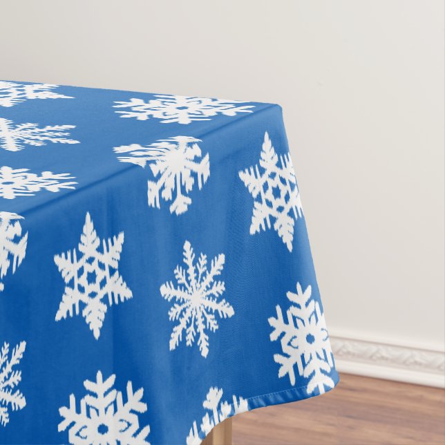 Ikat Snowflakes - Kobaltblau und weiß Tischdecke (Beispiel)