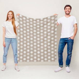 Ikat Snowflakes - Taupe tan und weiß Fleecedecke