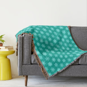 Ikat Snowflakes - Türkis und Wasser Decke