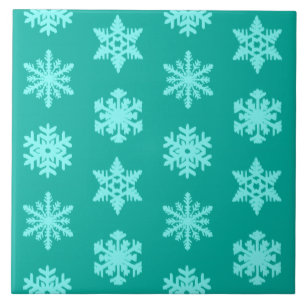 Ikat Snowflakes - Türkis und Wasser Fliese