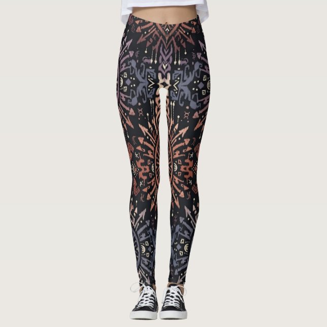 Ikat Stammeskrieger  Leggings (Vorderseite)