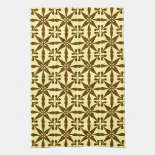 Ikat Star Pattern, braun und gelb Geschirrtuch
