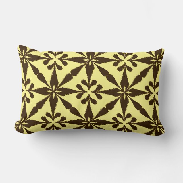 Ikat Star Pattern - Braun und Gelb Lendenkissen (Vorderseite)