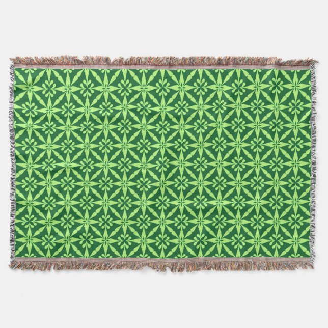 Ikat Star Pattern - Dunkelgrün Decke (Vorderseite)