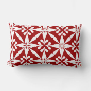 Ikat Star Pattern - Dunkelrot und Weiß Lendenkissen