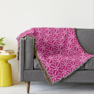 Ikat Star Pattern - Fuchsia Pink Decke