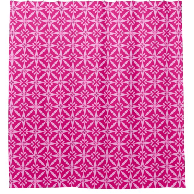 Ikat Star Pattern - Fuchsia Pink Duschvorhang (Vorderseite)