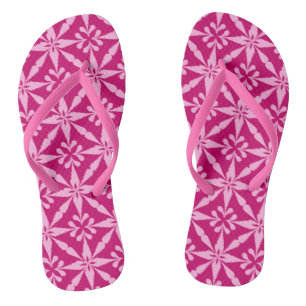 Ikat Star Pattern - Fuchsia Pink Flip Flops