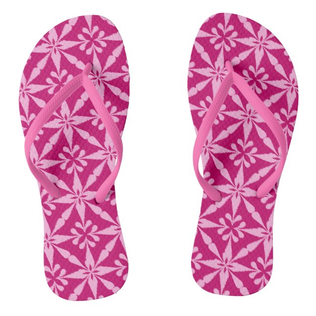 Ikat Star Pattern - Fuchsia Pink Flip Flops (Fußbett)
