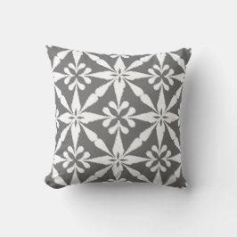 Ikat Star Pattern - grau/grau und weiß Kissen