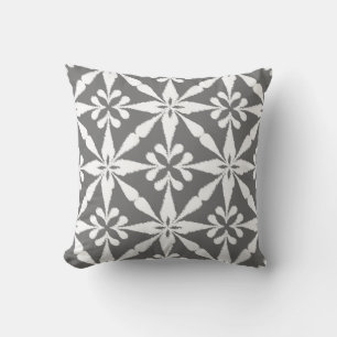 Ikat Star Pattern - grau/grau und weiß Kissen