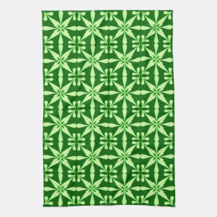 Ikat Star Pattern, Limon und dunkelgrün Geschirrtuch