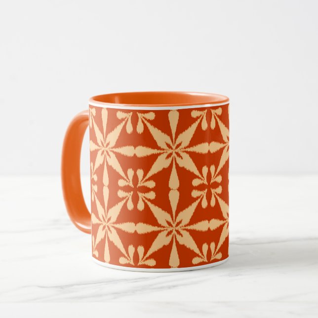 Ikat Star Pattern - Mandarin Orange Tasse (Vorderseite Links)