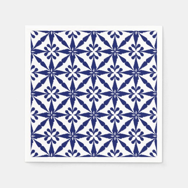 Ikat Star Pattern - Navy Blue und White Serviette (Vorderseite)