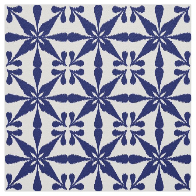 Ikat Star Pattern - Navy Blue und White Stoff (Muster)