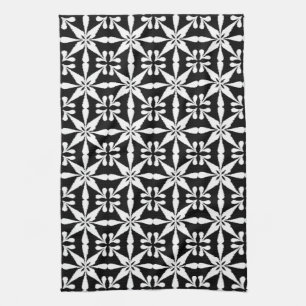 Ikat Star Pattern, Schwarz und Weiß Geschirrtuch