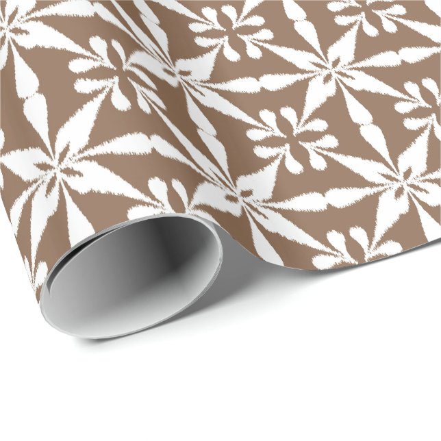 Ikat Star Pattern - Taupe Tan und White Geschenkpapier (Rolleneckpunkt)